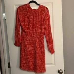 banana republic long sleeve red printed dress, size 4